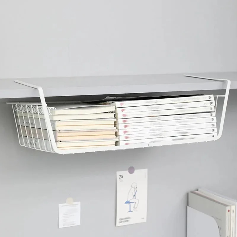 Multi Functional Perforated Kitchen Bathroom Storage Hanging Basket Storage Rack Bottom Book Storage Rack Dormitories Offices ﻿
