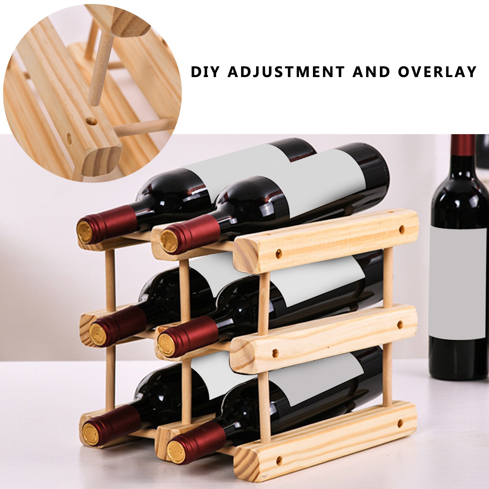 Wooden Wine Racks Bottle Cabinet Stand Holders Wood Shelf Organizer Storage For Retro Display Cabinet