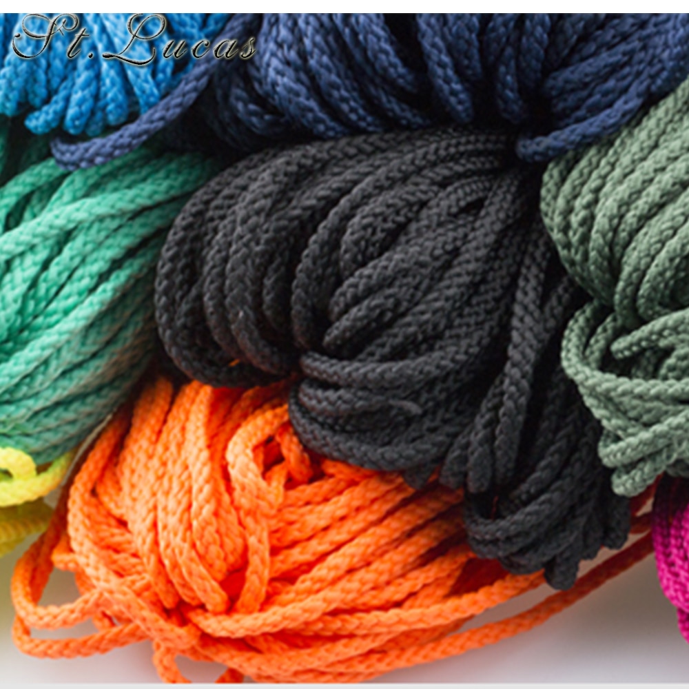 Corde en fibre de polyester, haute résistance, 4mm, 30 couleurs, pour bricolage, fait à la main, accessoires pour la maison, projets artisanaux,