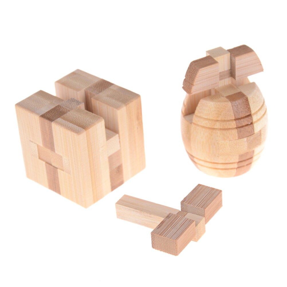 1PCS 3D Handmade Intellectual Brain Tease Game Puzzle Wooden Kong Ming Luban Lock Kids Children Toy