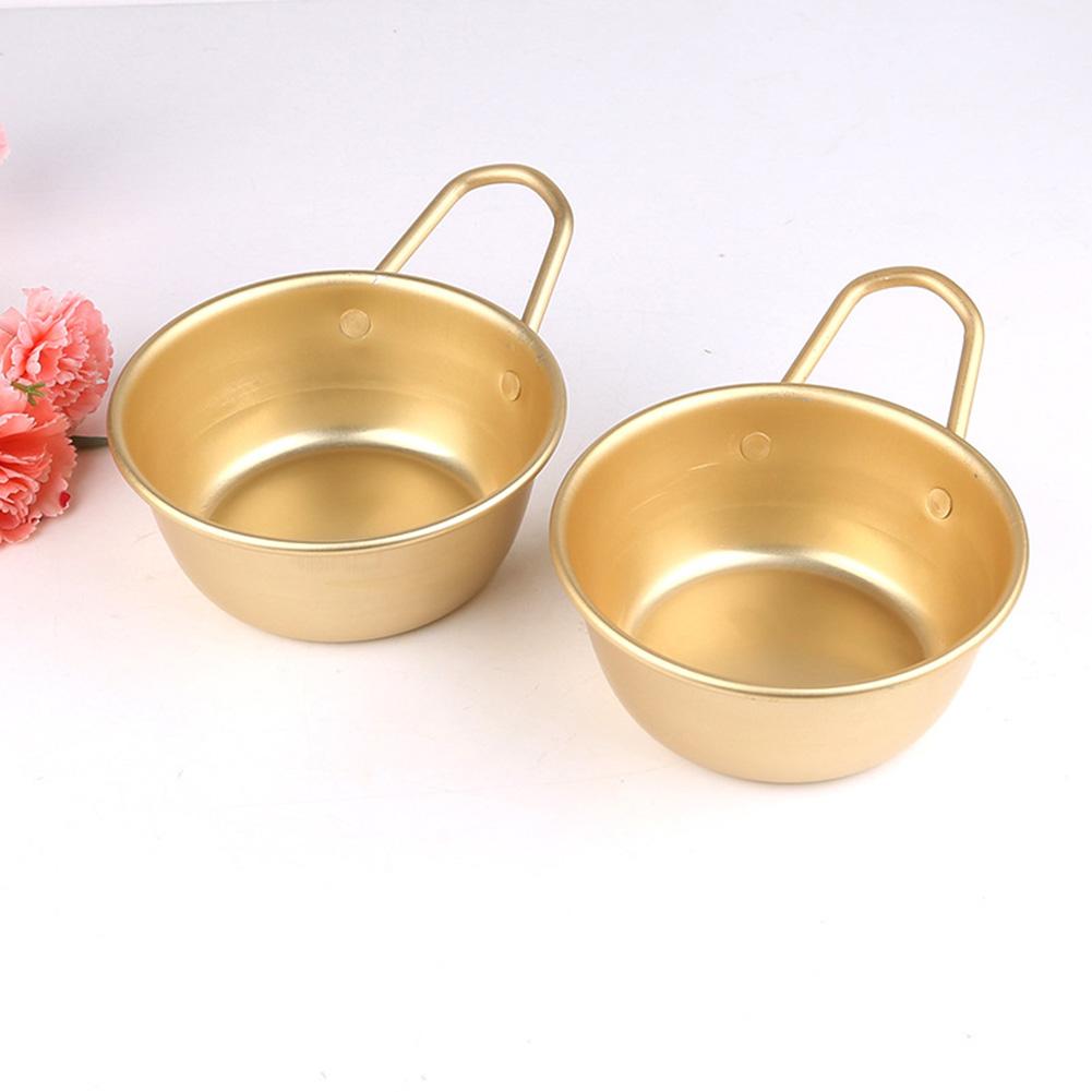 Korean Traditional Aluminum Round Rice Bowl Wine Cup with Handle for Makgeolli