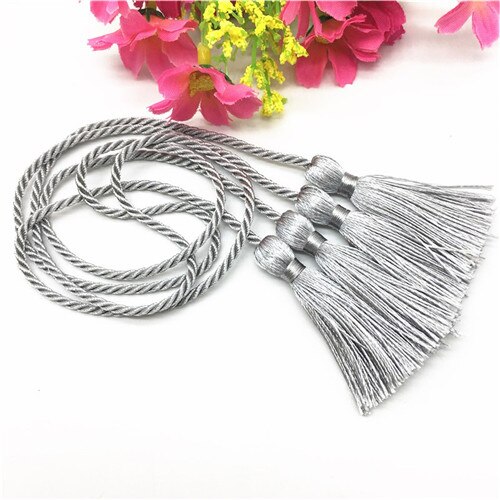 2 stuks Gordijn Bandjes Kwastje Touwen 54 cm Gordijn Fringe Gordijn Clips Gordijnen Houder Gordijn Tieback Home Decor Window Accessoires: Silver