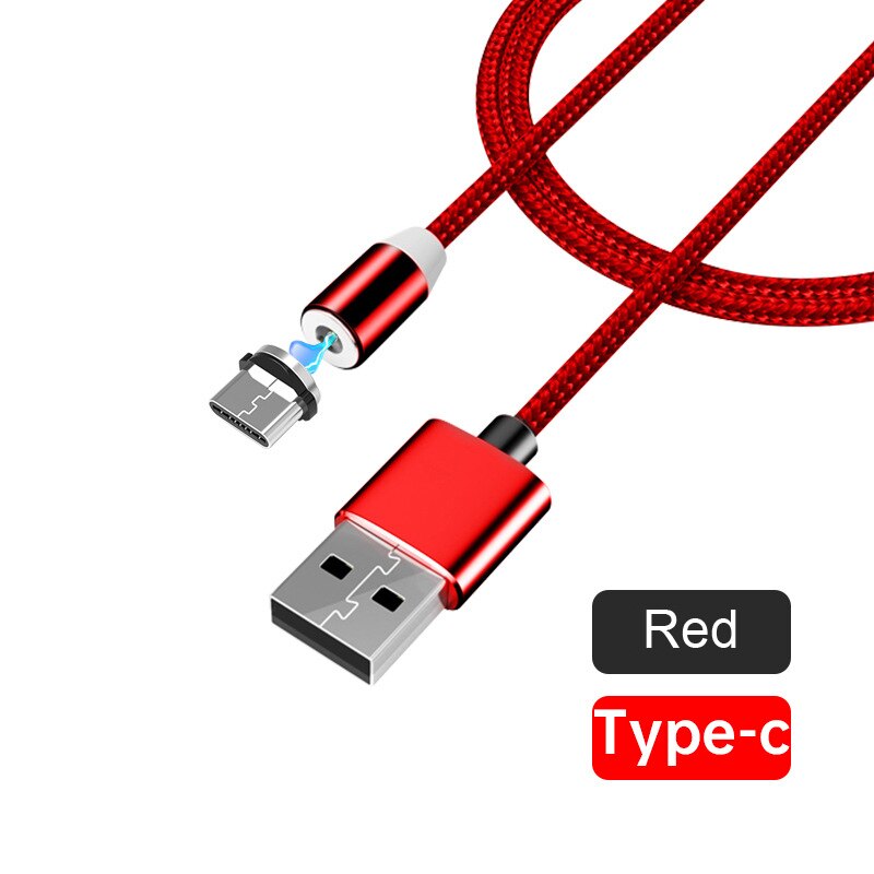 QC 3.0 Dual USB Quick Car Charger Magnetic Type C Cable For Samsung A50 A30 A21 A41 S8 S9 S10 Sony Xperia 10 XA1 Plus XA2 XZ3 L3: Red Type-c Cable