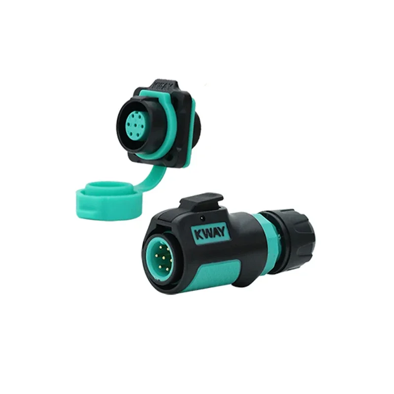 KWAY K12 Male Plug Female Socket IP68 Bulkhead M12 2 3 4 5 6 7 8 Pin Waterproof Electrical Connector Energy Scooter Charger: Brown