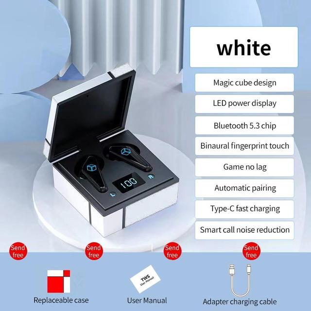 Bluetooth 5.3 Earphones LED Power Digital Display Headset Touch Control In-Ear Earbuds Noise Cancel Earphone For Smartphones: White