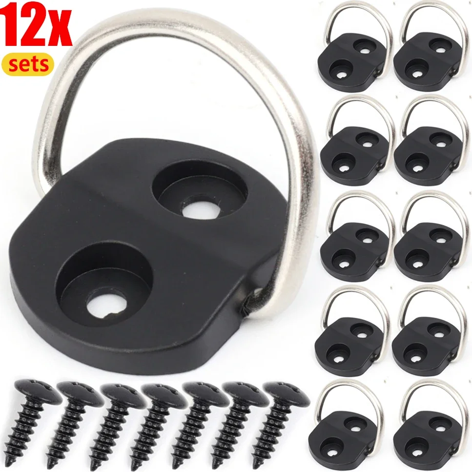 12 sets Fixed Hooks for Car Trunk Mesh Pocket Hanging Loop Split Ring Hook Luggage Cargo Floor Net Fixing Kit Auto Accessories