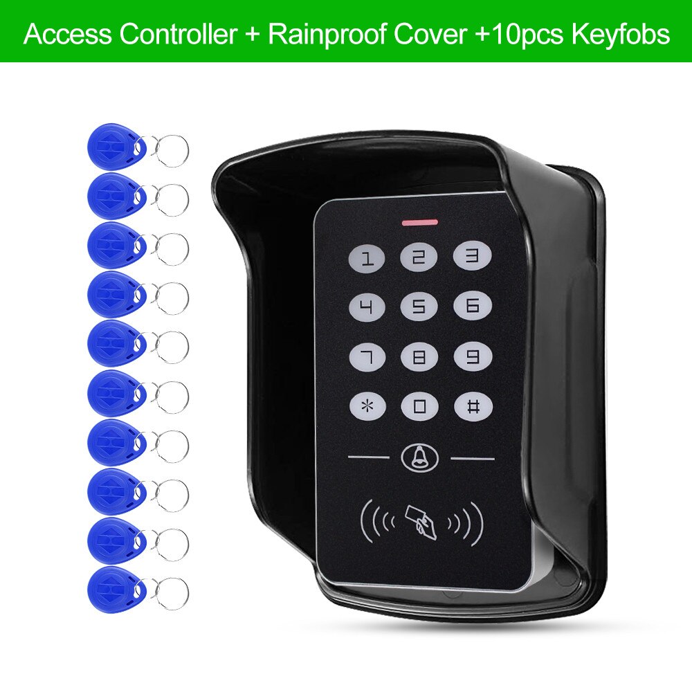 Standalone 125KHz RFID Keyboard Access Control Keypad Waterproof Cover Controller 10pcs Keyfobs for Door Access Control System: Keypad cover 10 keys
