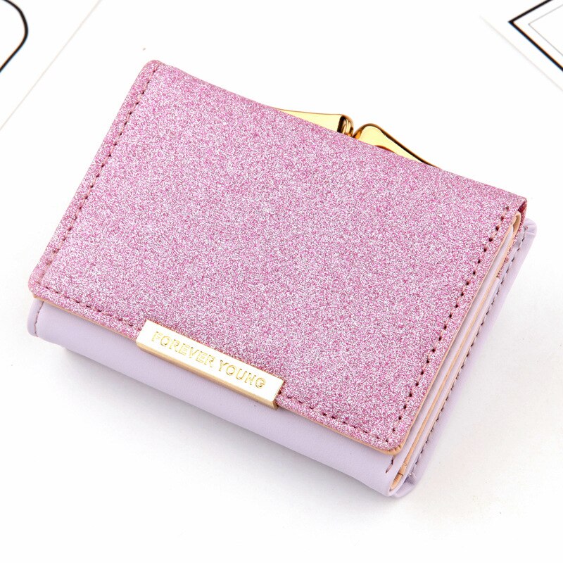 Mini Lederen Sequin Womens Tassen Portemonnee Vrouwelijke Kaarthouder Portemonnees en Portefeuilles voor Dames Kleine Leuke Slanke Portemonnee Vrouwen Portemonnee tas: Purple 1