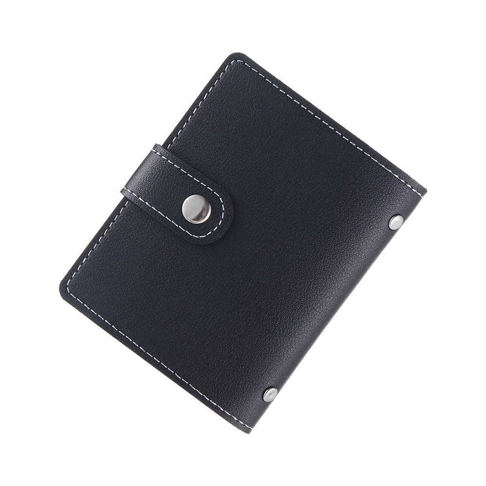 24 Card Slots Business Card Holder PU Leather Plastic Candy Color Korean Passport Bag Cute Card Holder Credit Card Bag: Style 2-black