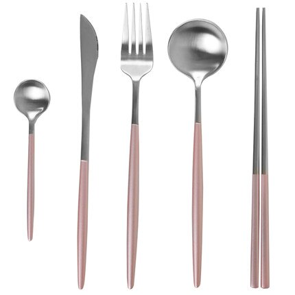 Stainless steel Western tableware steak knife pink knife and fork spoon chopstick