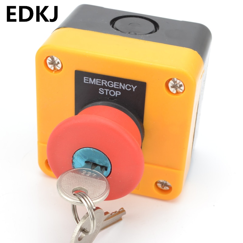 68Mm Noodstop Drukknop Er Een Sleutel 1NO 1NC 10A 250V Waterdichte Doos Hand-held Knop Explosieveilige Anti