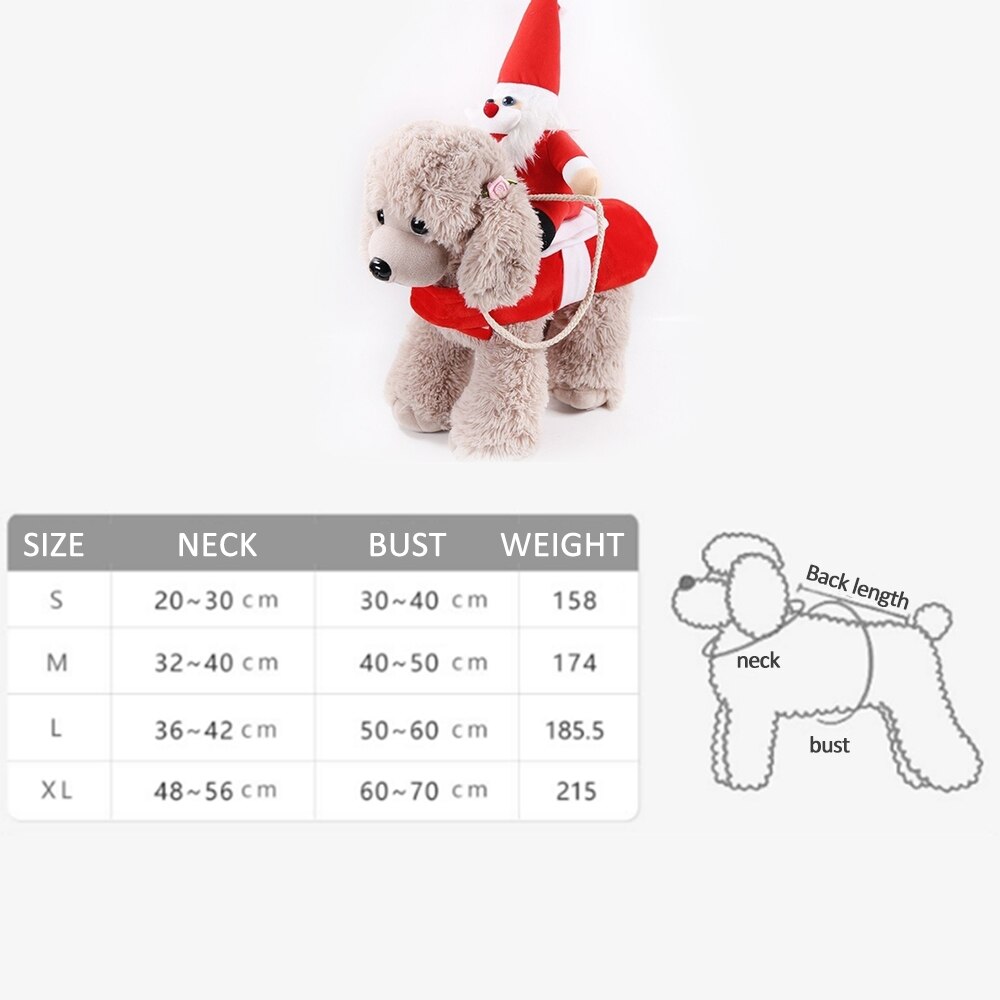 Pet Dog Christmas clothes Santa Claus Riding A Deer Jacket Coat Pets Christmas Dog Apparel Costumes for Big Dog or Small Dog