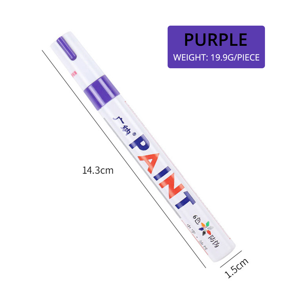 1pcs White Waterproof Cars Wheel Tire Oily Mark Pen Auto Rubber Tyre Paint Pen Cd Metal Permanent Paint Marker Graffiti Touch Up: PURPLE