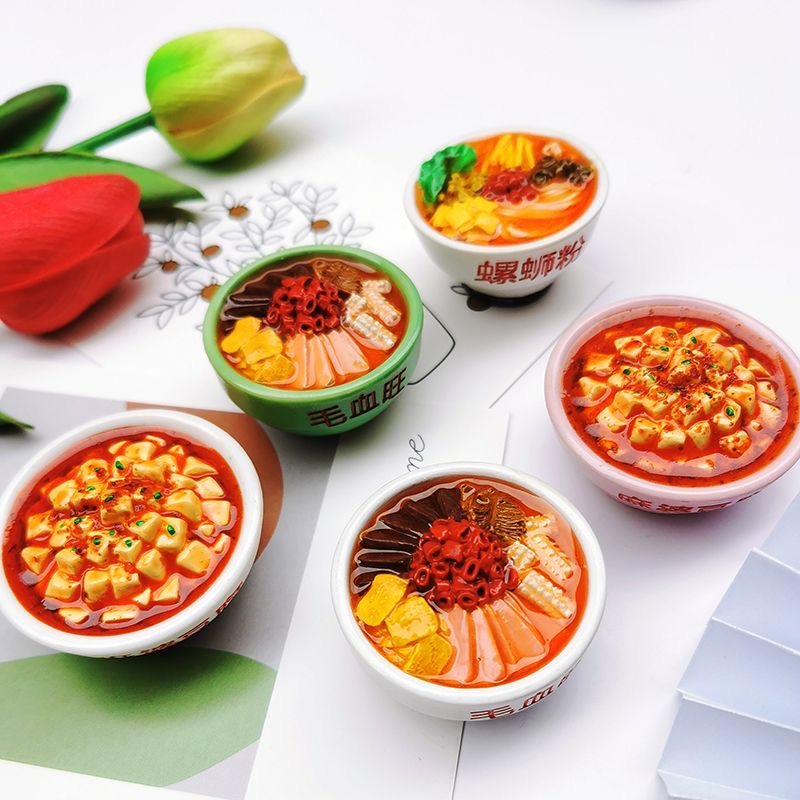 Gesimuleerde voedselkoelkastmagneten Hars geschilderde magneet Noedels Ribben Pot Leuke magneten voor koelkast Retro magnetisch handwerk