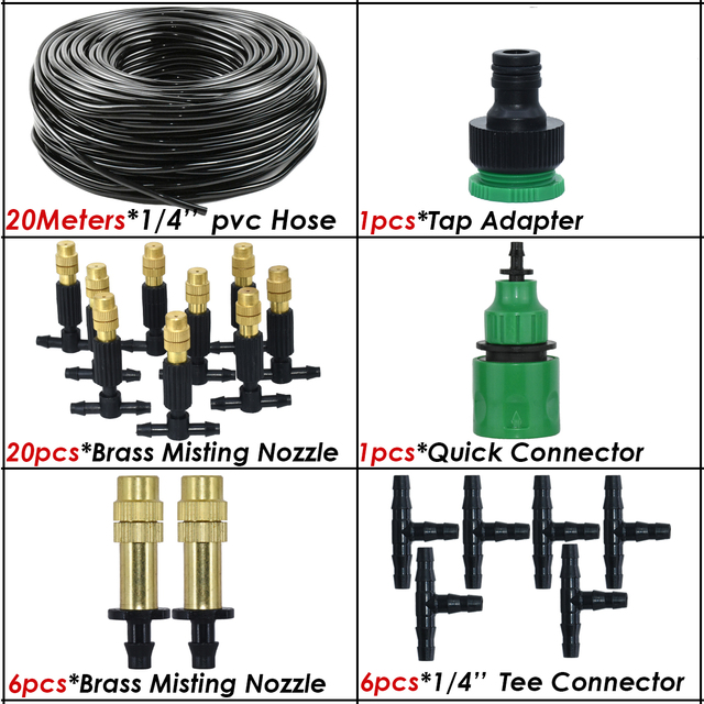 Sprycle 30–50 m Gartenbewässerung, Bewässerungssystem, Tropf-Set, verstellbare Nebeldüsen, automatisches Spray, für den Außenbereich, Hof, Gewächshaus: Freier Raum