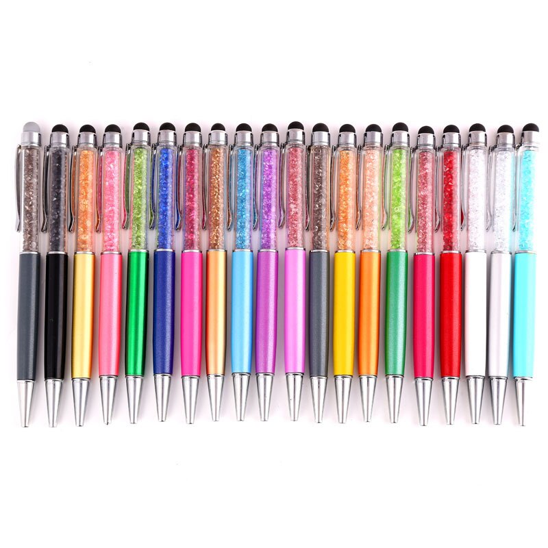 10 stücke Kreative Stylus Touch Pen kristall 0,7mm Kugelschreiber für Schreiben Schreibwaren Büro Schule Schwarz refill 2 in einem