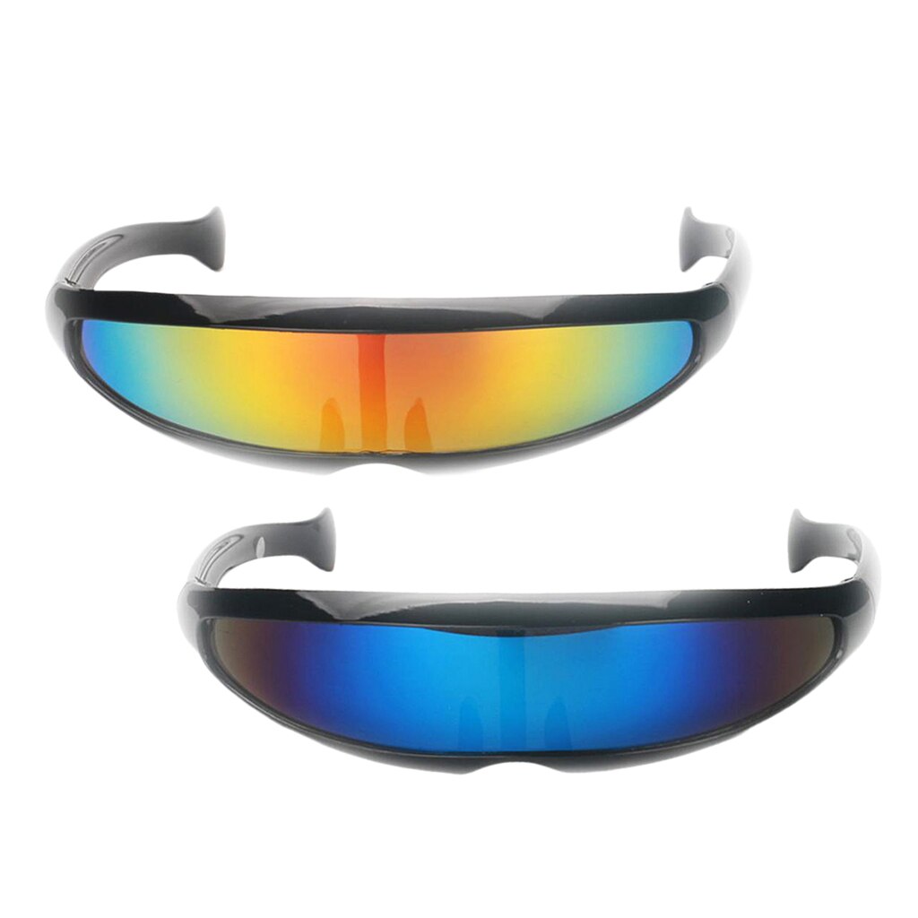 Paquet de 2 nouveauté futuriste cyclope miroir lunettes de soleil lunettes de Costume pour adultes enfants