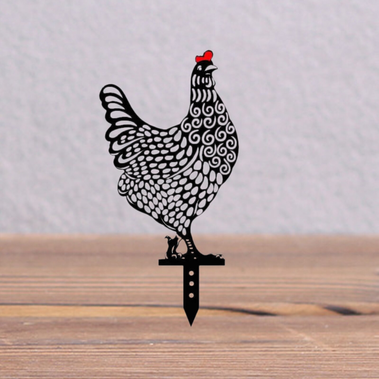 Decoración acrílica de gallo y gallina, decoración artística para césped y jardín, adorno de suelo, decoración hueca con forma de Animal para césped al aire libre: B