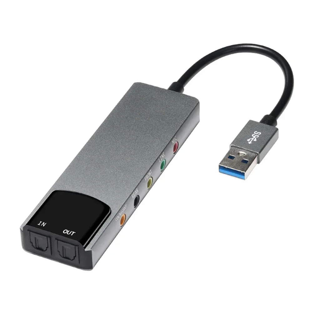 Multifunction External USB Audio Adapter USB Sound Card Aluminium Alloy 7.1 5.1 Channel SPDIF Optical for PC Computer