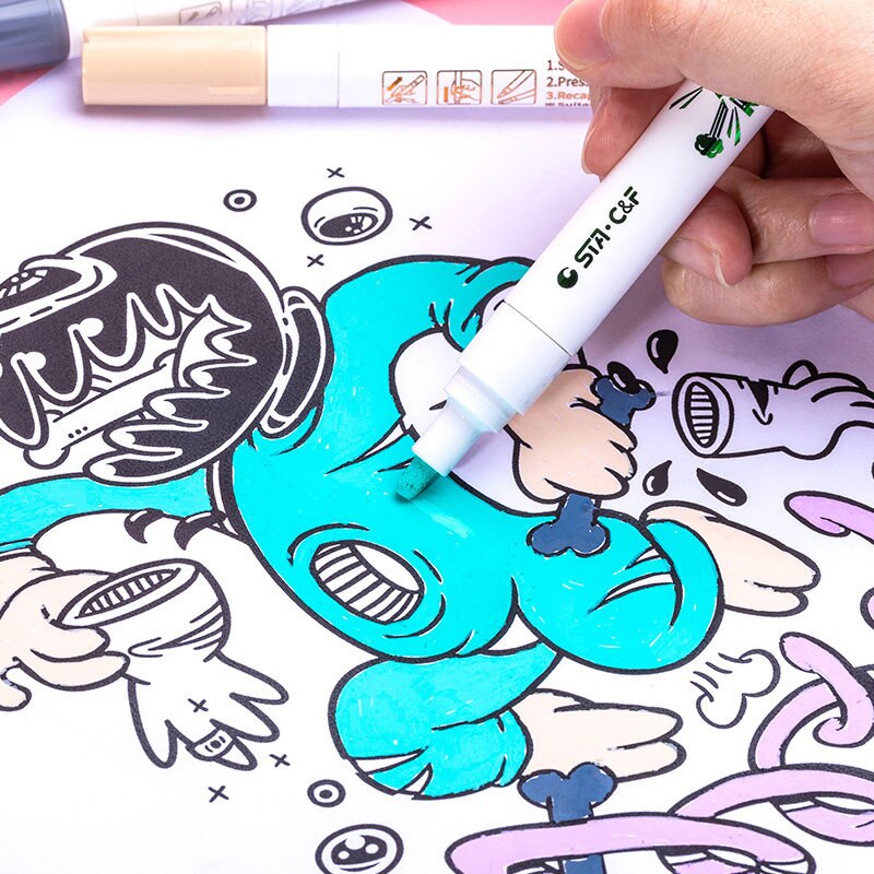 STA 1004 DIY Acrylic Markers Pen Set Drawing Poster Journal Scrapbook Painting Graffiti Pens For School Student Art Supplies