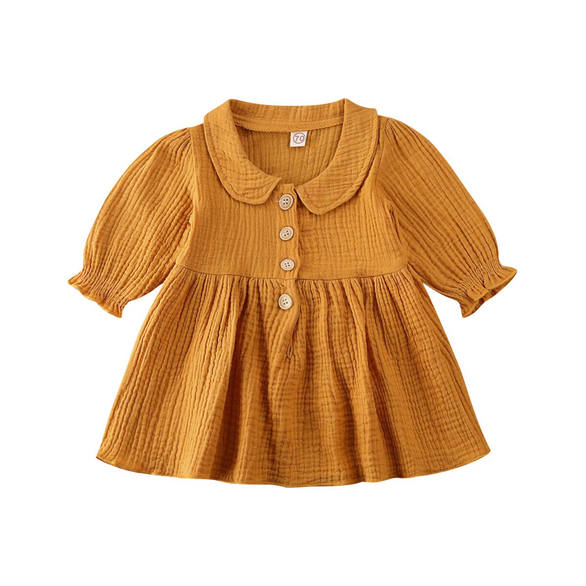 Robe Vintage pour bébés filles 0-4Y | Motif floral, manches longues, à volants, robe trapèze, Costumes de printemps, collection automne: Marron / 3T