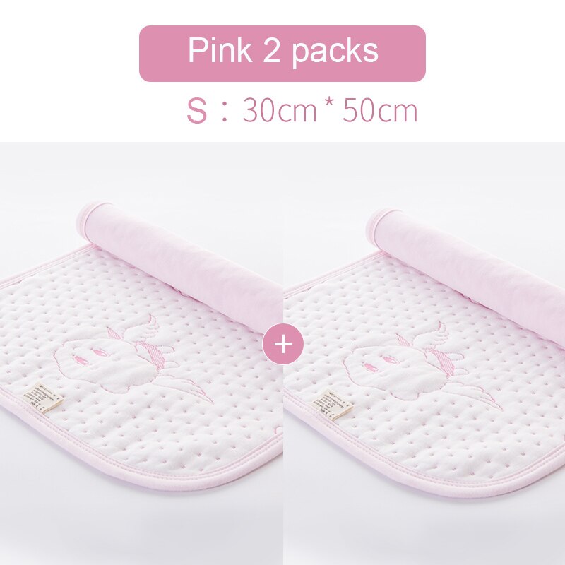 Matelas de lit pour bébé respirant, coussin imperméable pour -né, en coton doux, avec changement d'urine, Durable: S pink 2 packs