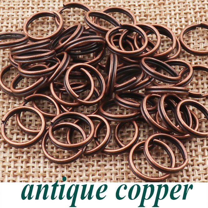 10mm metalen splitsleutelringen, splitspringringen, sleutelhangerring, bulk splitringen, ronde splitring, sleutelhangerring, bedel, 100-500 vinden: 500 stuks / Antiek koper