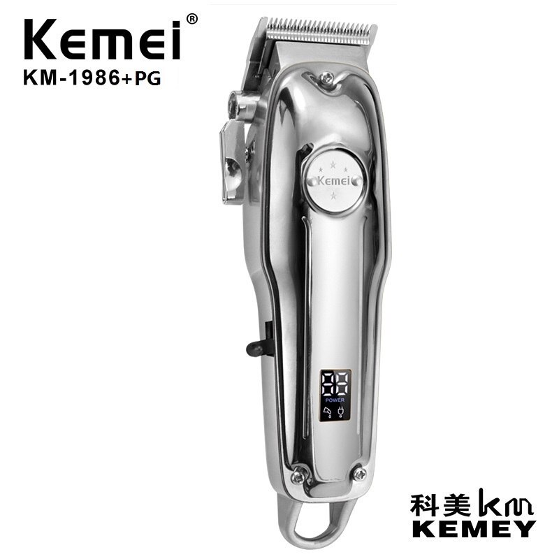 Kemei Alle Metall Professionelle Elektrische Haar Clipper Wiederaufladbare Haar Trimmer Haircut Rasur Maschine KM-1986 + PG KM-5027 KM-2024: KM-1986 PG2