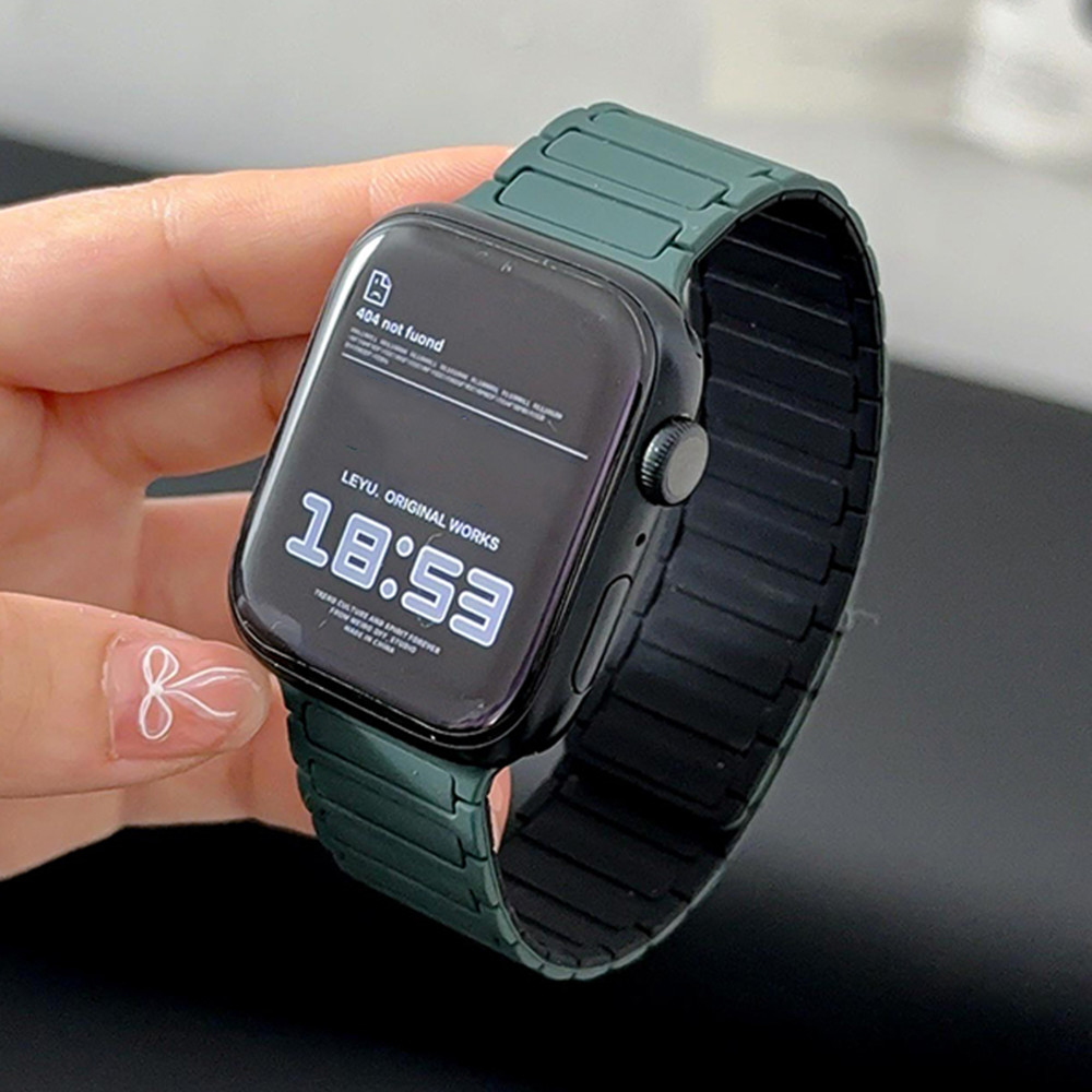 Soft Magnetic Silicone Strap for Apple Watch Ultra 2 49mm 46mm 42mm 45mm 41mm 44mm 40mm Band for IWatch Series 10 9 8 7 6 SE 5 4