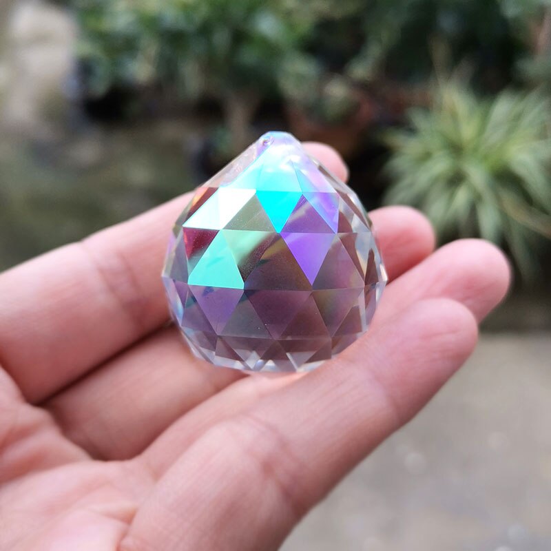 Lámpara colgante de prisma con bola facetada de cristal de colores de 10 uds, lámpara atrapasol para decoración del hogar o boda, pisapapeles de cristal: AB color
