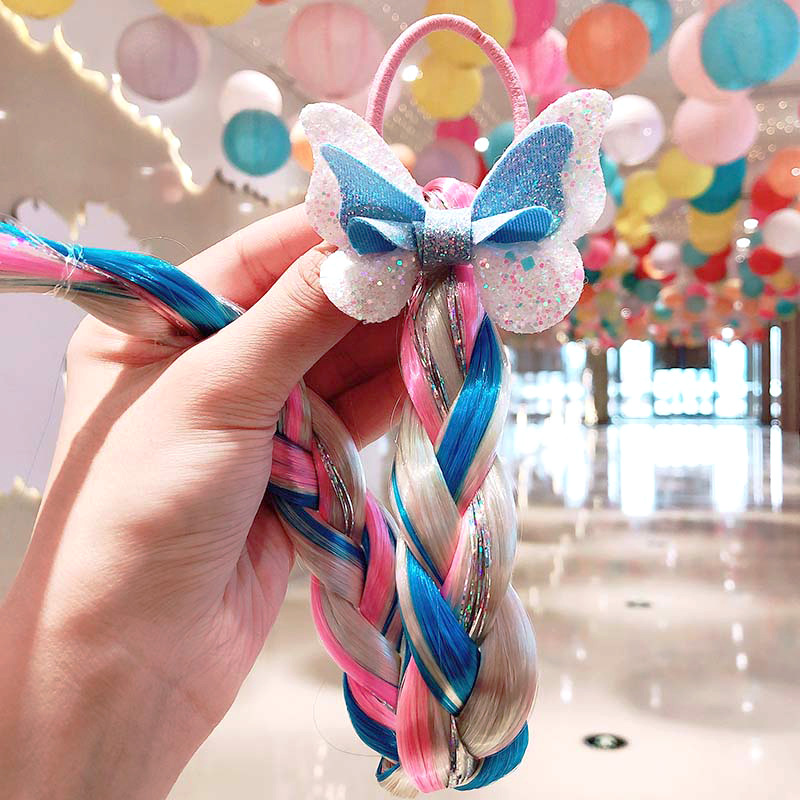 Haargummis mit einhorn-motiv für mädchen, süße bunte proücken, pferdeschwänze, prinzessinnen-haarschmuck, haaraccessoires für freundlicher: 5 blaue schleifen