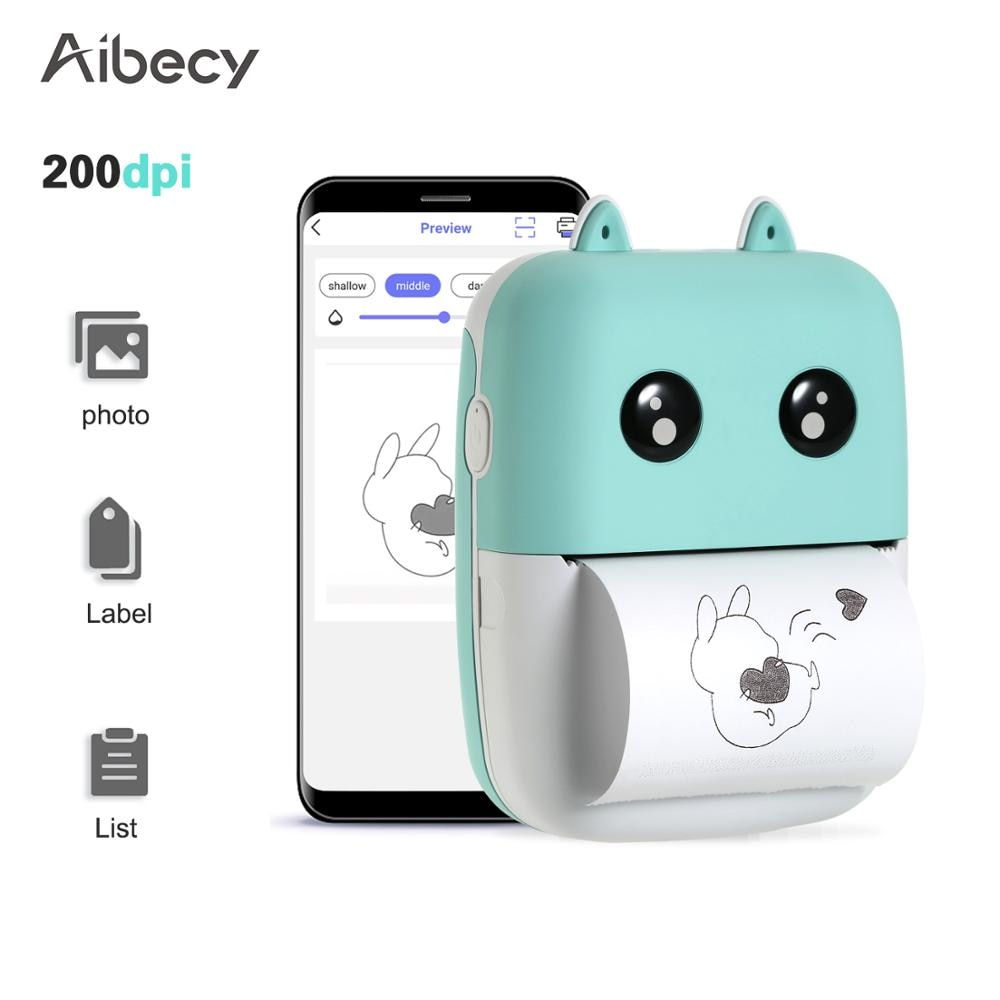 Aibecy 200Dpi Mini Printer Pocket Thermische Printer 58Mm Draadloze Bt Printer Met 1 Rol Thermisch Papier Voor Afdrukken foto Android