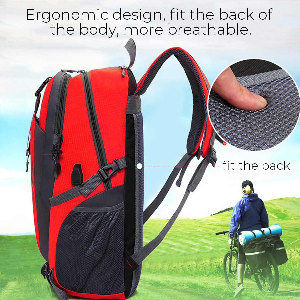 50L Usb Charging Travel Backpacks Waterproof Sports Backpack Hiking Backpack Mountaineering Camping Shoulder Bags