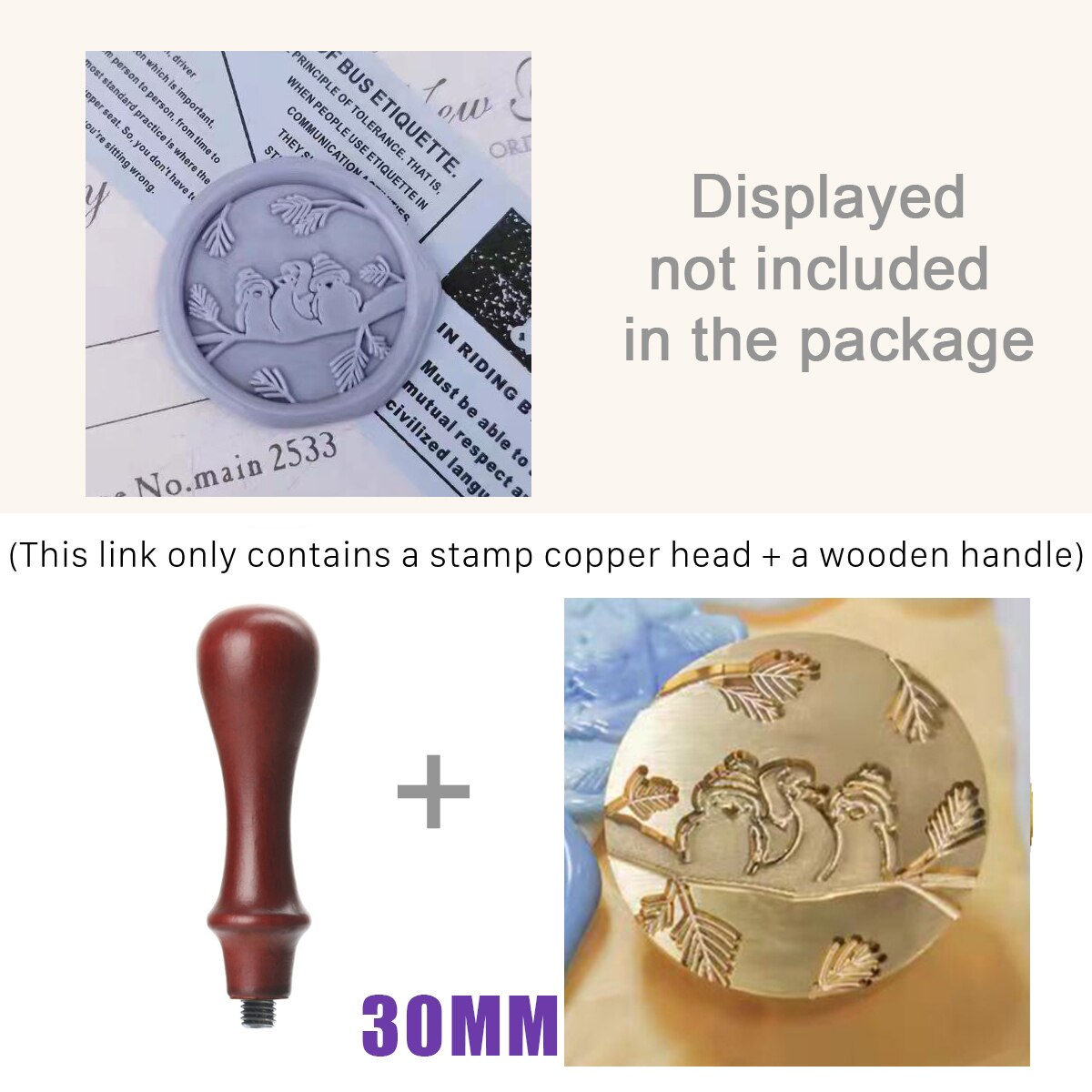 Wax Stamp Retro Penguin Winter Antarctica 30MM Wax Seal Sealing Stamp Head For Scrapbooking Envelopes Wedding Invitations Handle: 30MM