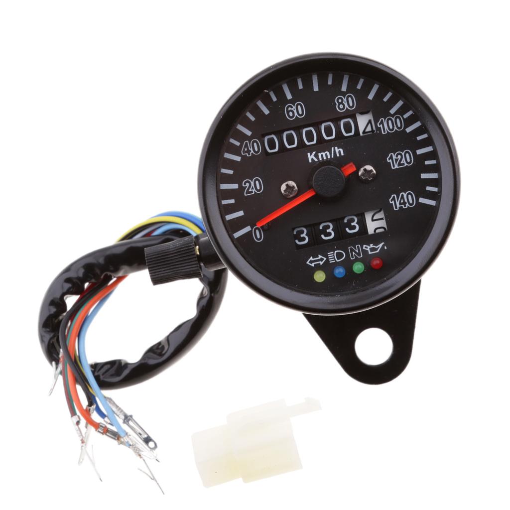Tacómetro mecánico para motocicleta, indicador de cara negra de 60mm con 4 LED
