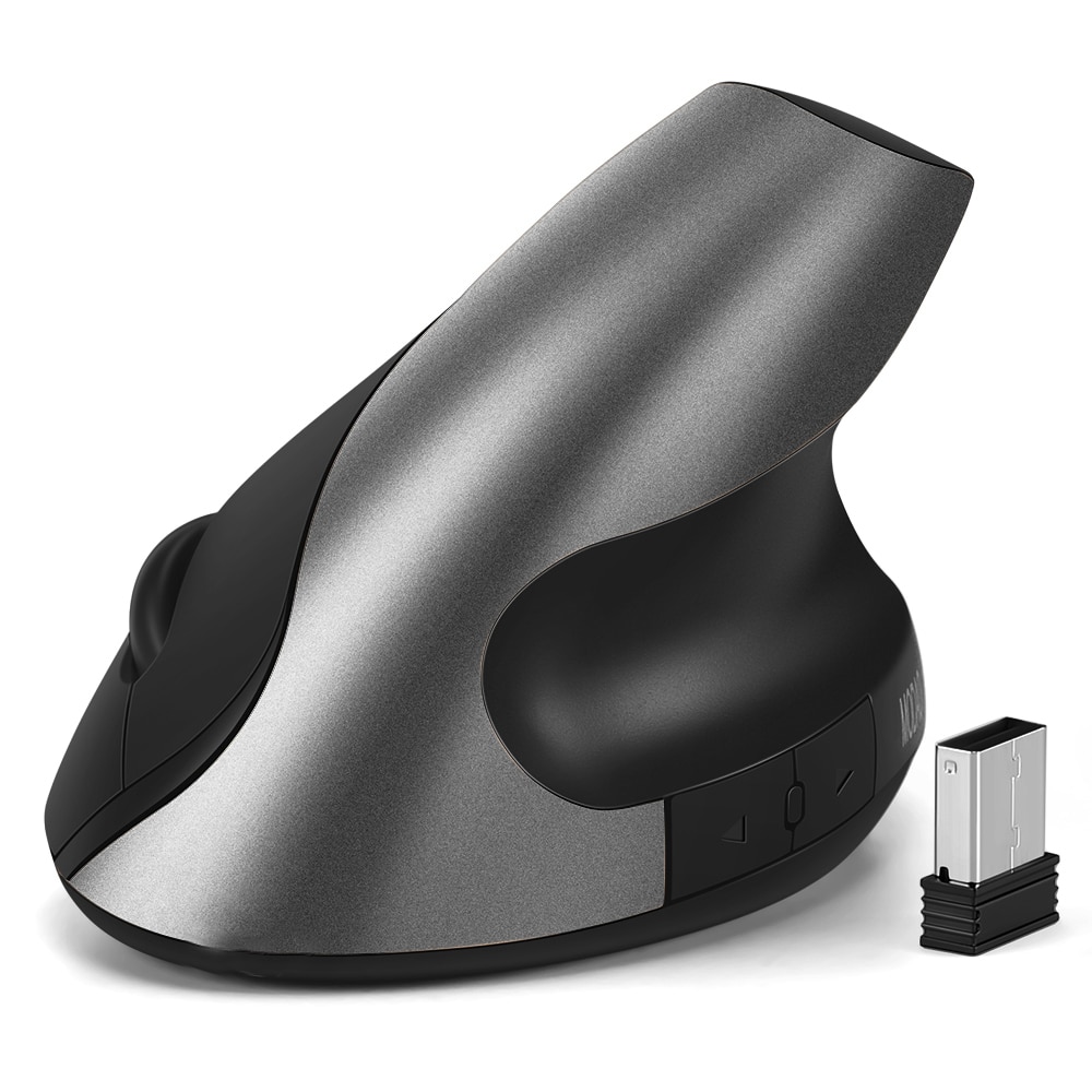 Gelé kam ergonomisk trådløs mus til pc tv laptop justerbar dpi 2.4g trådløs lodret mus computer kontor optiske mus: Grå