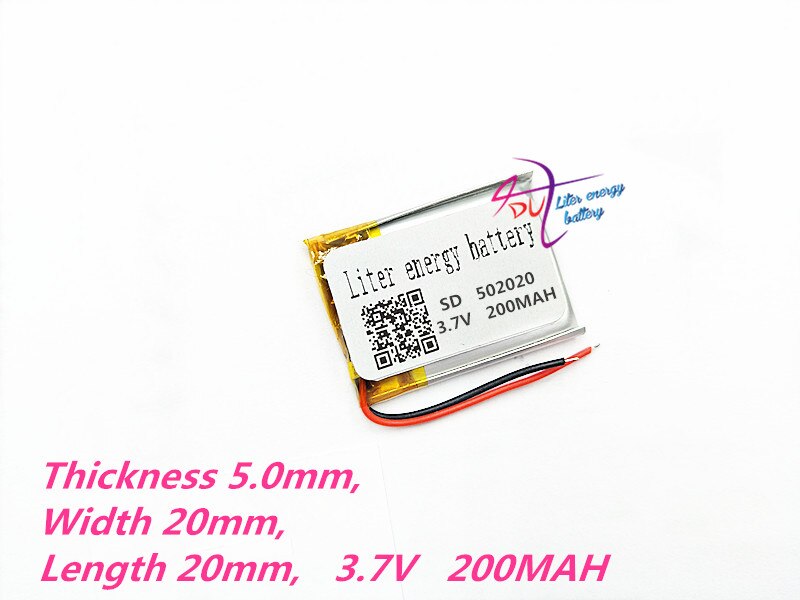 3.7V 200mAh 502020 Lithium Polymeer Li-Po li ion Oplaadbare Batterij Voor Mp3 MP4