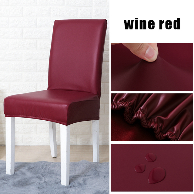 PU Leather Solid Color Chair Cover Waterproof Dining Chair Covers Hotel Banquet Wedding Seat Covers Chair Protector: C