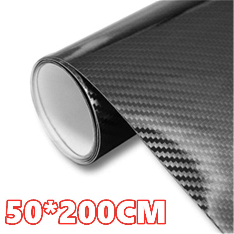 50cm*150cm 6D Carbon Fiber Vinyl Film Gloss Black Vinyl Automotive Wrap Film Self-Adhesive Anti-Collision Film Car DIY Decals: 50x200CM