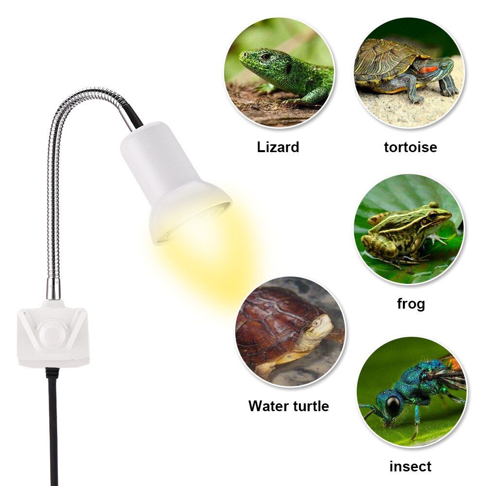 Reptile Heat Lamp Clip-on UVB Turtle Aquarium Basking Heat Light Reptile Lamp with Fixture for Lizard Turtle Snake