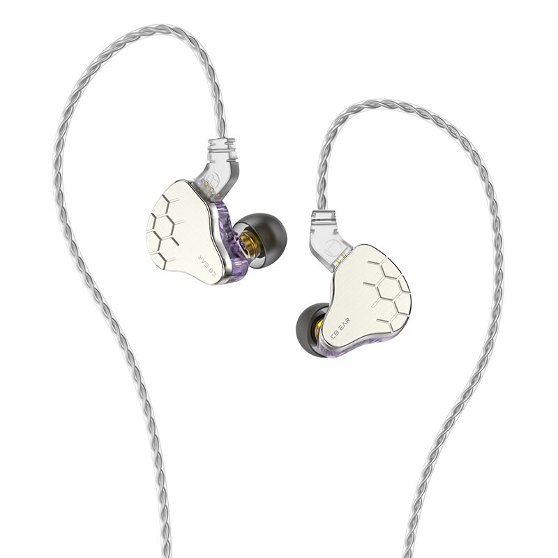 Kbear lark 1dd + 1ba motorista híbrido metal no ouvido fone de ouvido alta fidelidade graves fones com cancelamento de ruído com cabo 4n kbear ks2 kb04: Mauve no mic