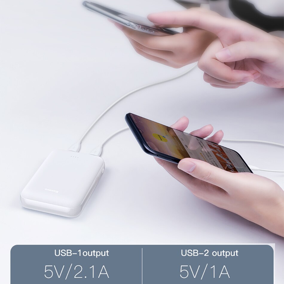 Baseus 10000mAh Power Bank For iPhone 6 6s 7 7s 8S amsung Huawei Xiaomi Power Bank Travel Charger Powerbank With Usb Cable 1m
