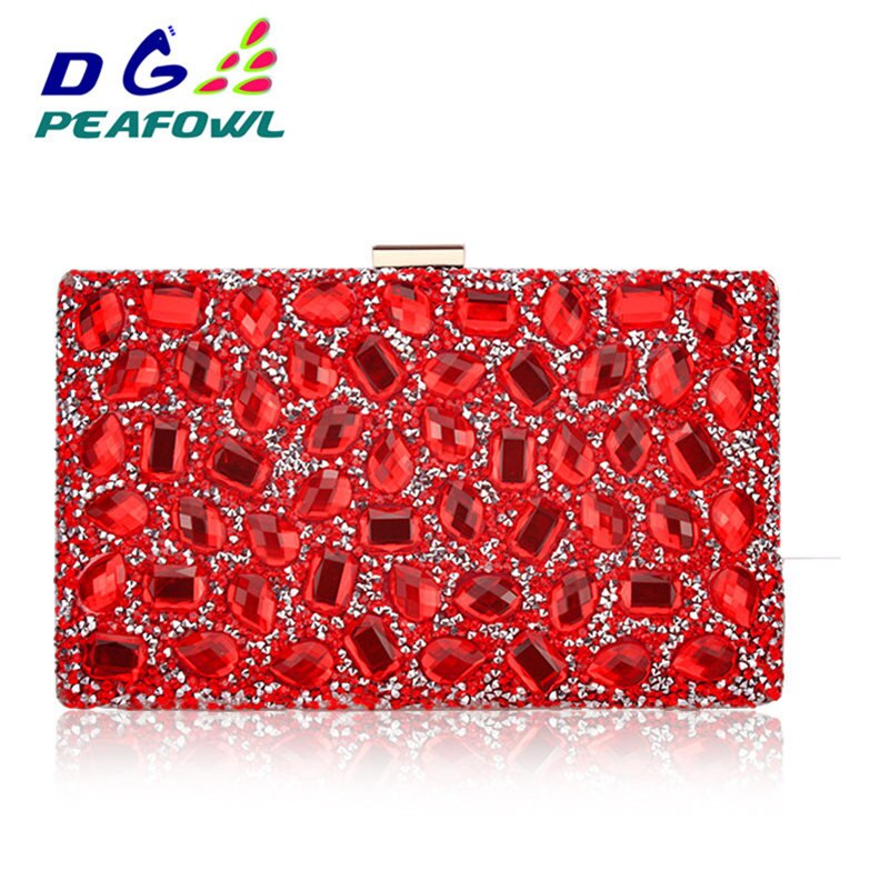 Crystal Opknoping Toilettas Vrouwen Clutch Portemonnees Goud Koppelingen Tassen Blauw Avondtasje Party Zilveren Bruiloft Clutch: red