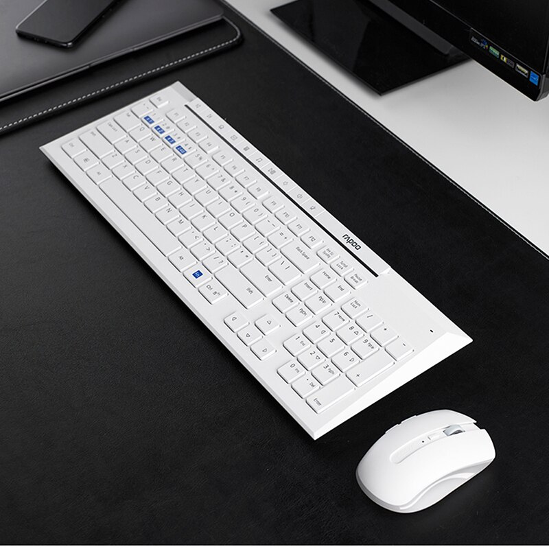 Originele Rapoo 8200M/8200G Multi-mode Stille Draadloze Toetsenbord &amp; Muis Bluetooth3.0/4.0 ,2.4G Draadloze, Schakelen Tussen 3 Apparaten: white