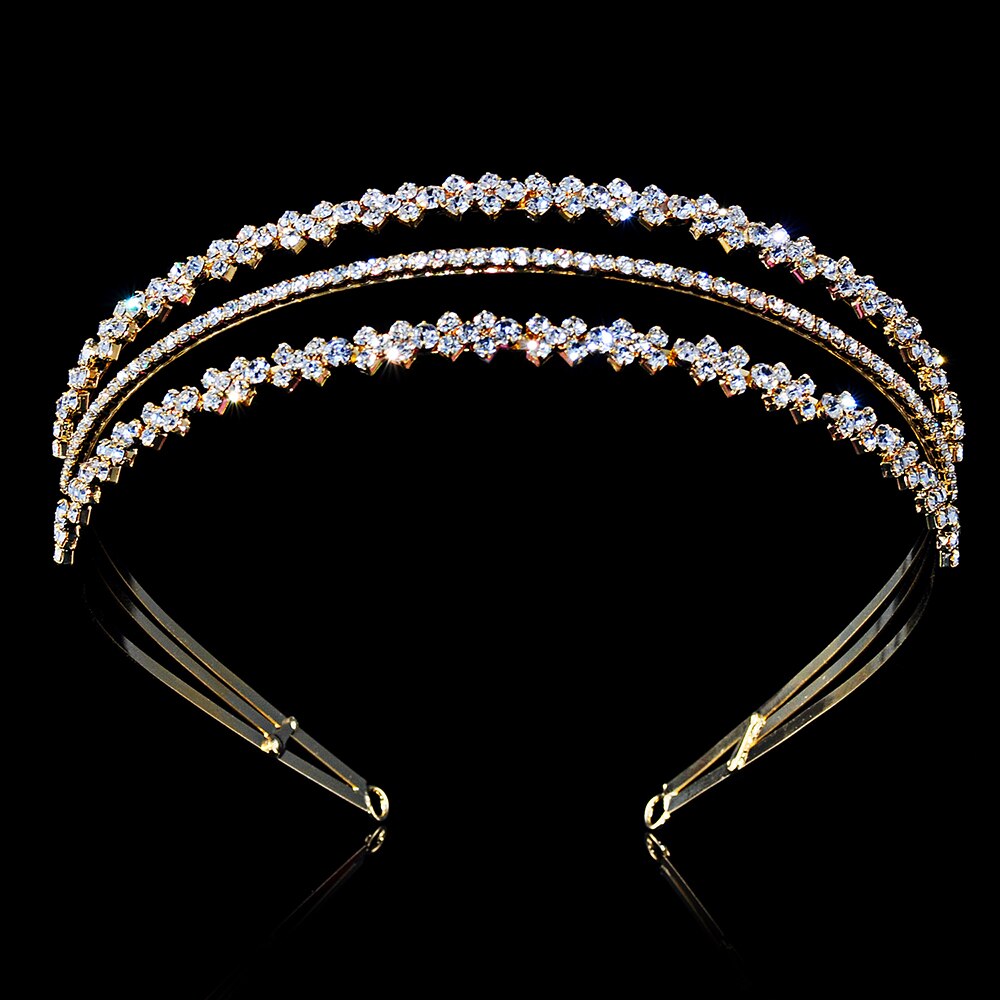 Luksusowa lśniąca ślubna kryształowa Tiara dla księżniczki na konkurs piękności Prom Rhinestone z pałąkiem na głowę cyrkon pasmo włosów akcesoria do włosów
