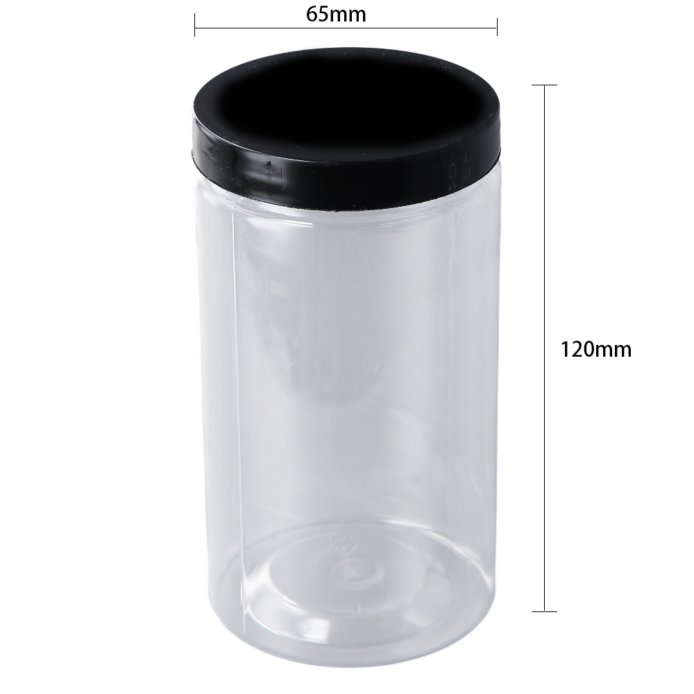 Botella de embalaje de plástico PET transparente, botellas de sellado vacías, cubo Circular, almacenamiento, tarro de galletas, contenedor de tanque de sellado de grado alimenticio, 1 unidad