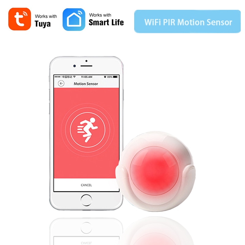Smart trådløs 2.4 ghz wifi pir bevægelsesdetektion sensor, tuya smart life gratis app kompatibel ios &amp; android, ingen hub påkrævet