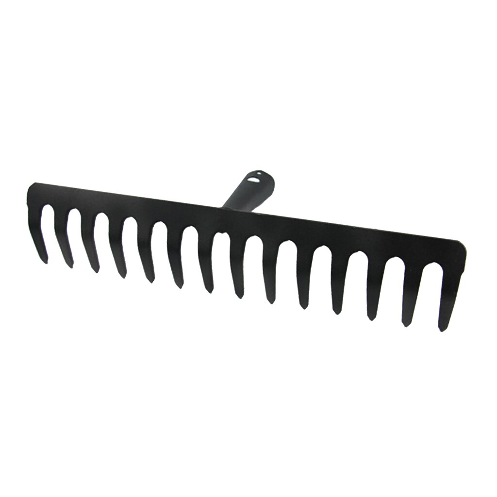 Rake Head 40cm Wide 14 Teeth Heavy Duty Steel Replacement Lawn Leaves Black