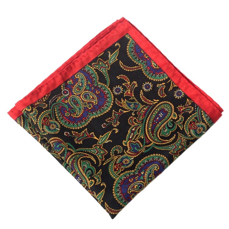 Pañuelo cuadrado de seda de rayón para hombre, pañuelo de Cachemira con estampado de lunares, Floral, a la , clásico, para de boda, 32cm: 10