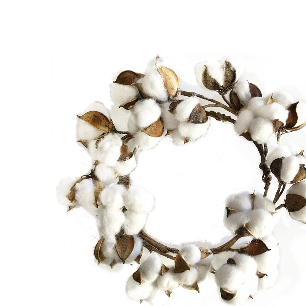 Dried Cotton Flower Simulation Cotton Wreath Christmas Wreath Door Twice Day Artificial Cotton Wreath Decoration